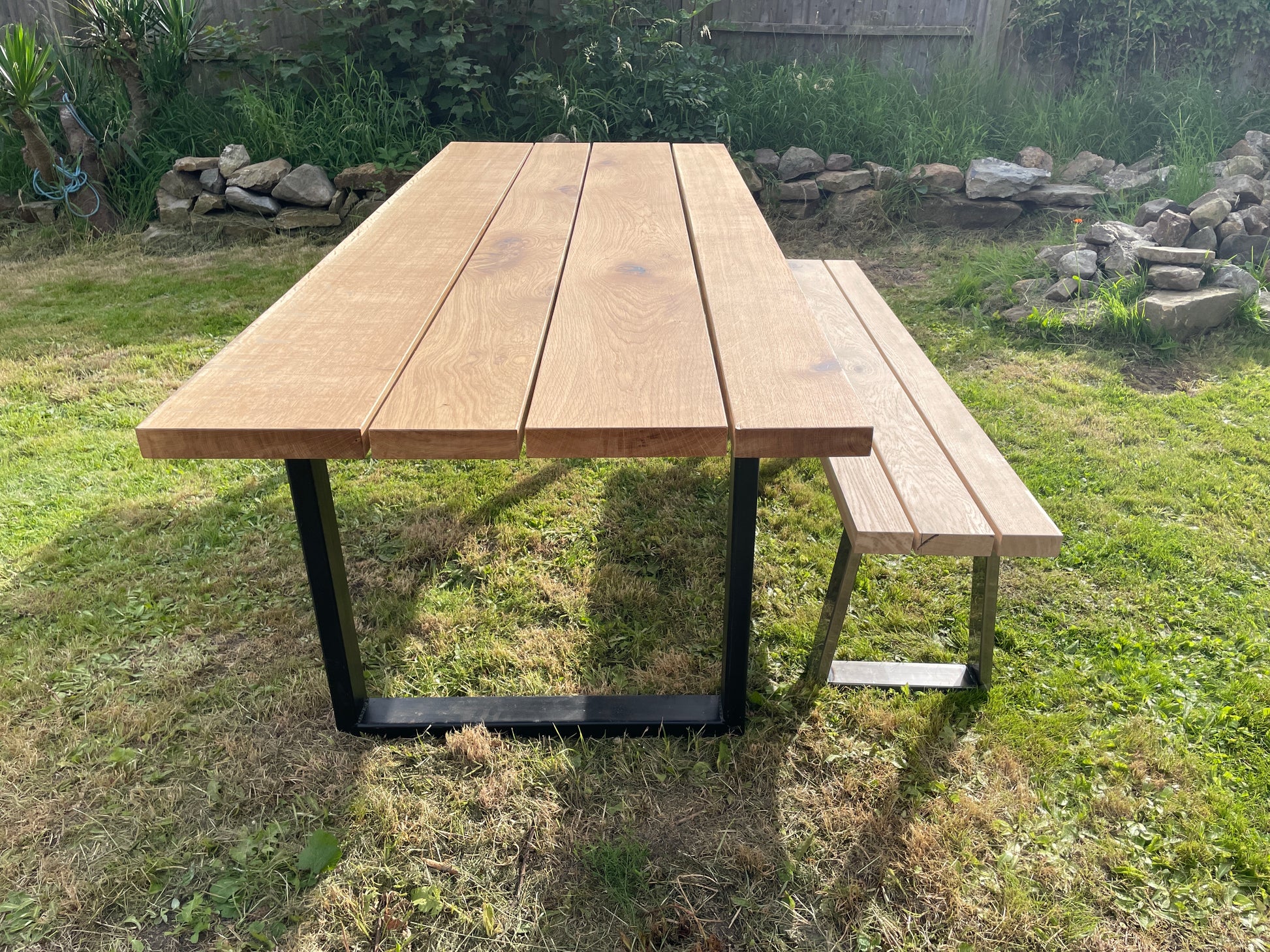Aperto Outdoor Industrial Oak Dining Table - FocusFive Designs
