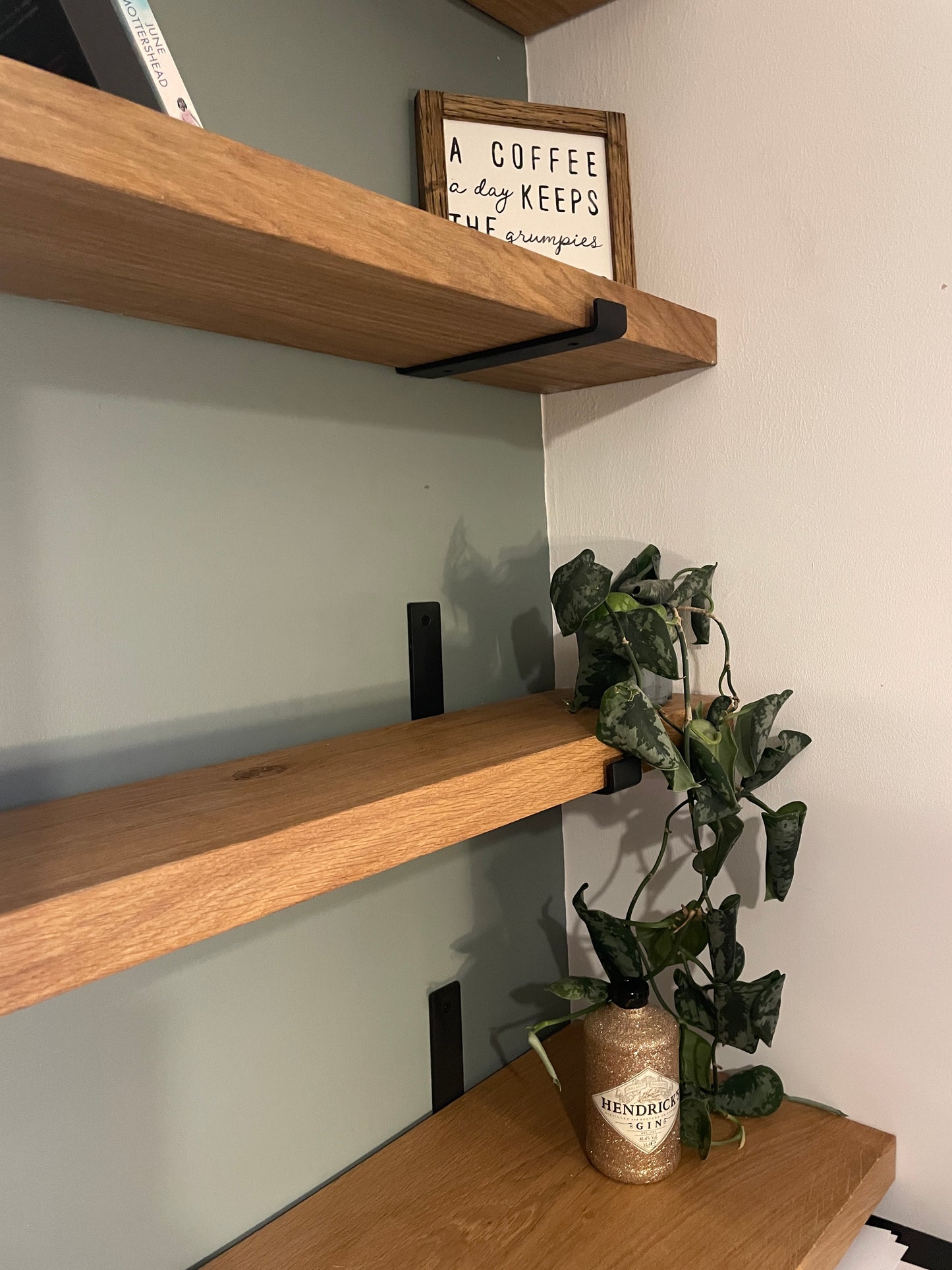 Rustic Character Oak Folded Bracket Shelves | 9 Inch Depth