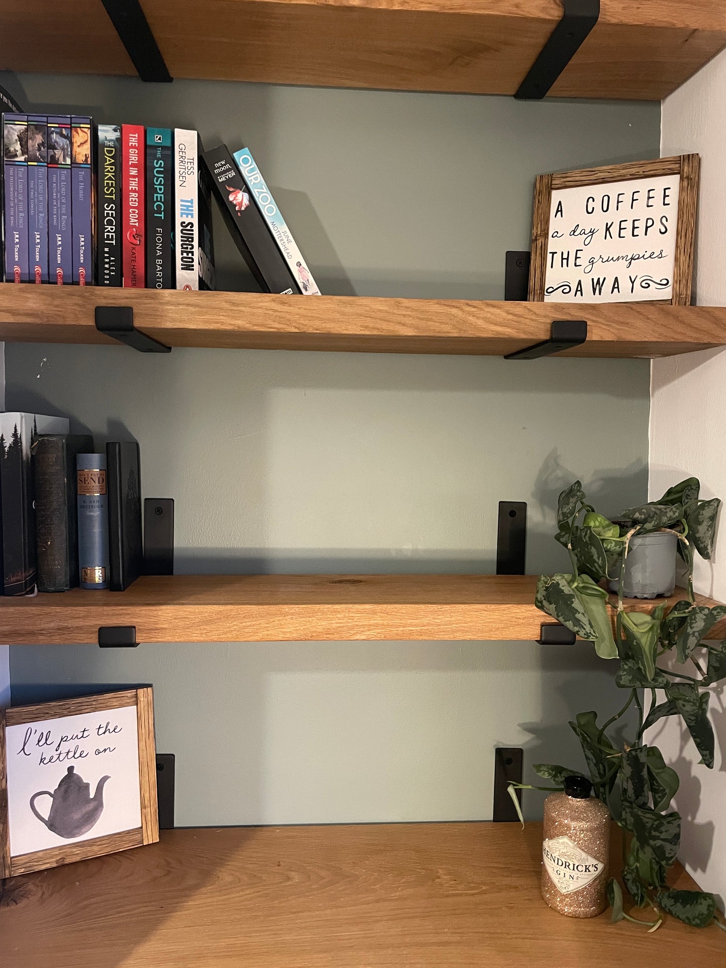 Rustic Character Oak Folded Bracket Shelves | 9 Inch Depth