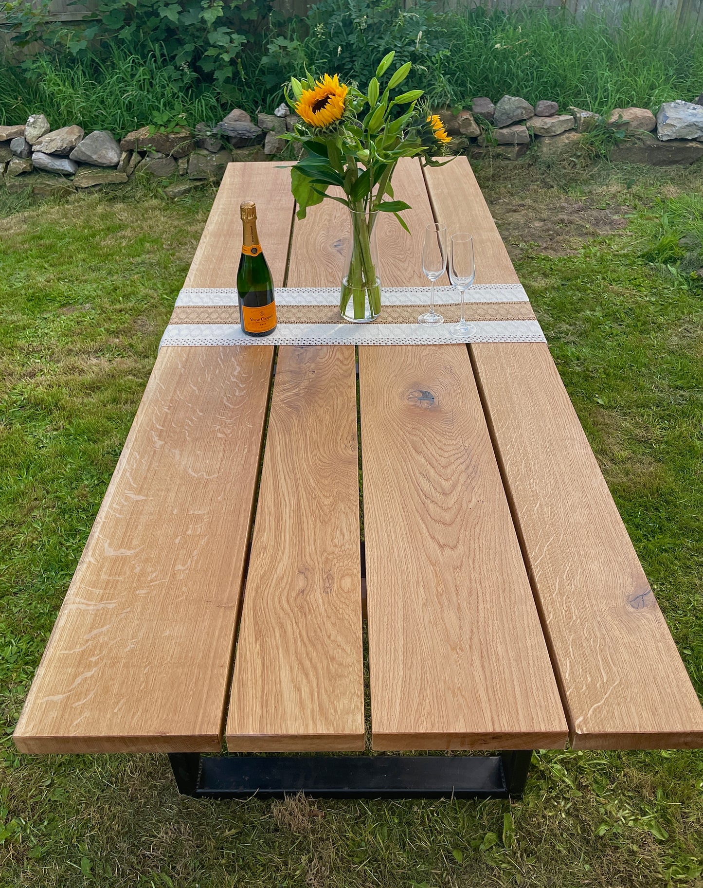 Aperto Outdoor Industrial Oak Dining Table - FocusFive Designs
