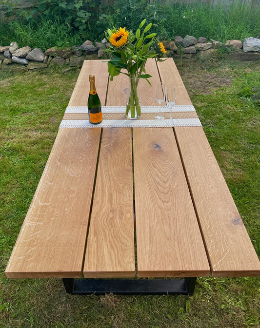 Aperto Outdoor Industrial Oak Dining Table