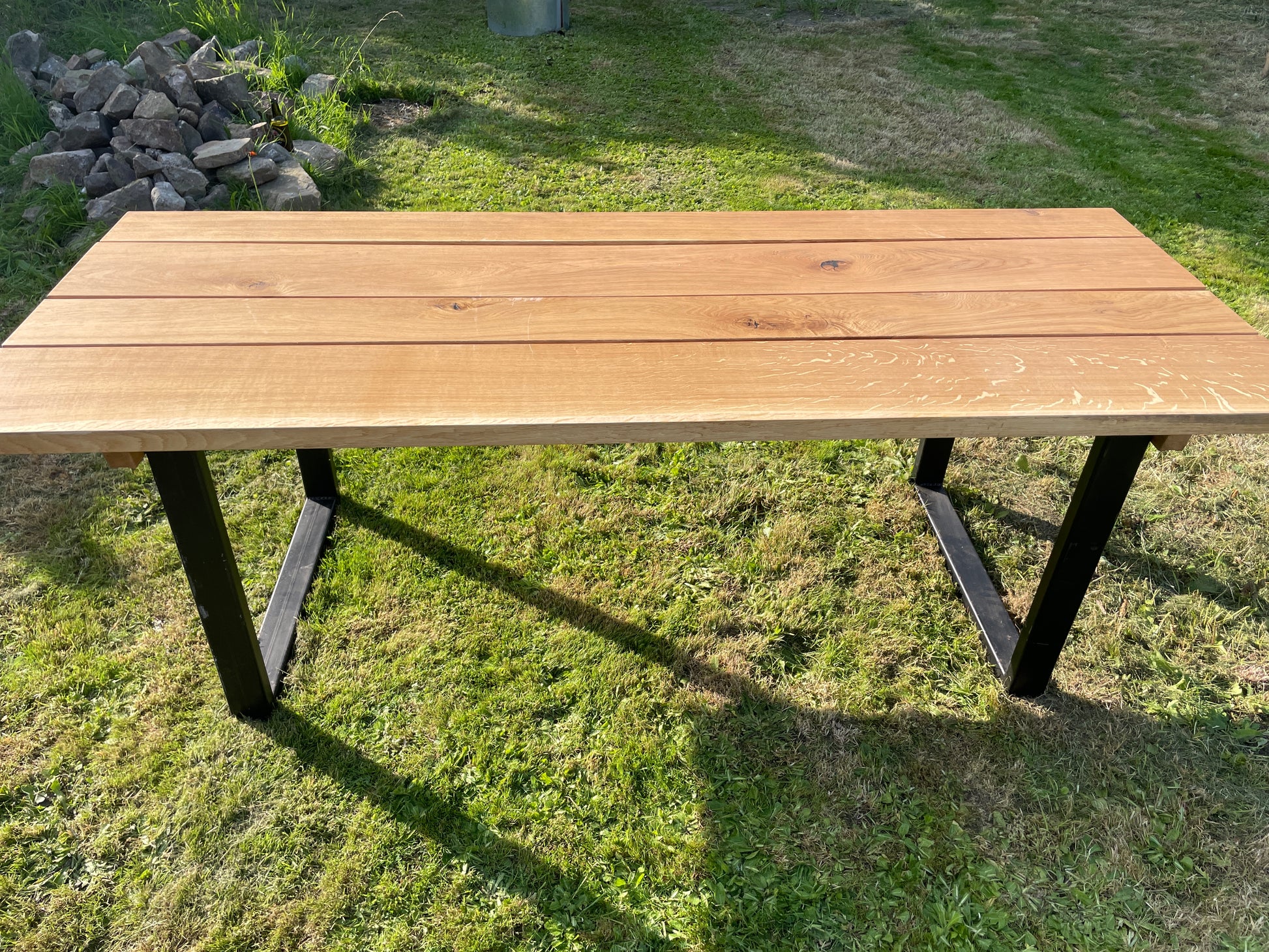 Aperto Outdoor Industrial Oak Dining Table - FocusFive Designs