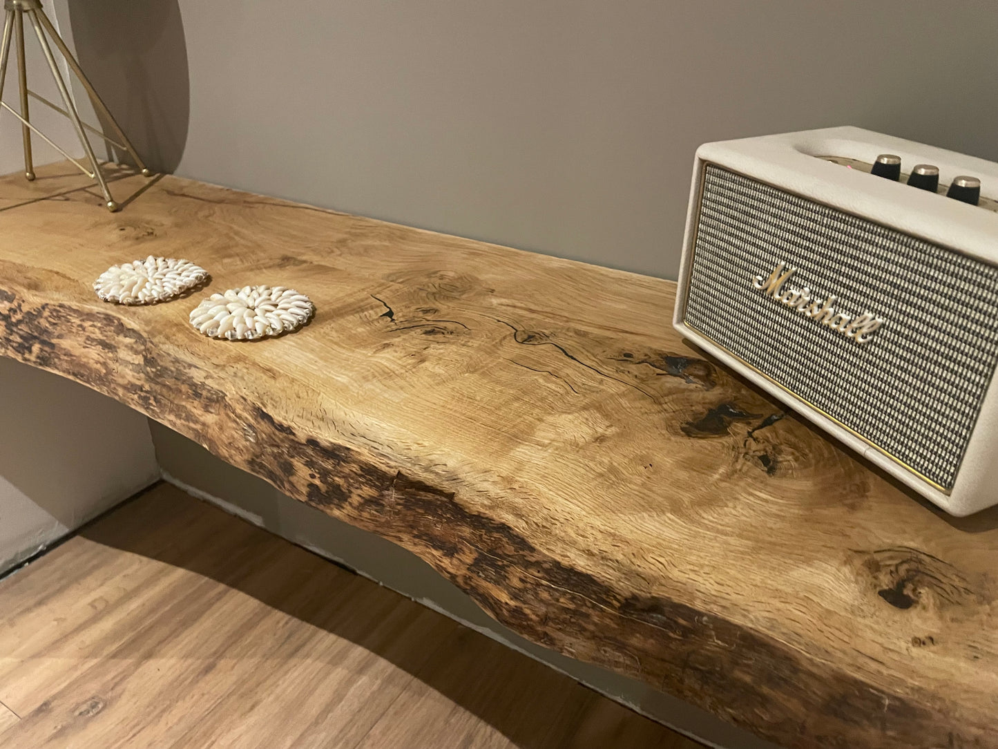 Chunky Live Edge Character Oak Floating Shelves