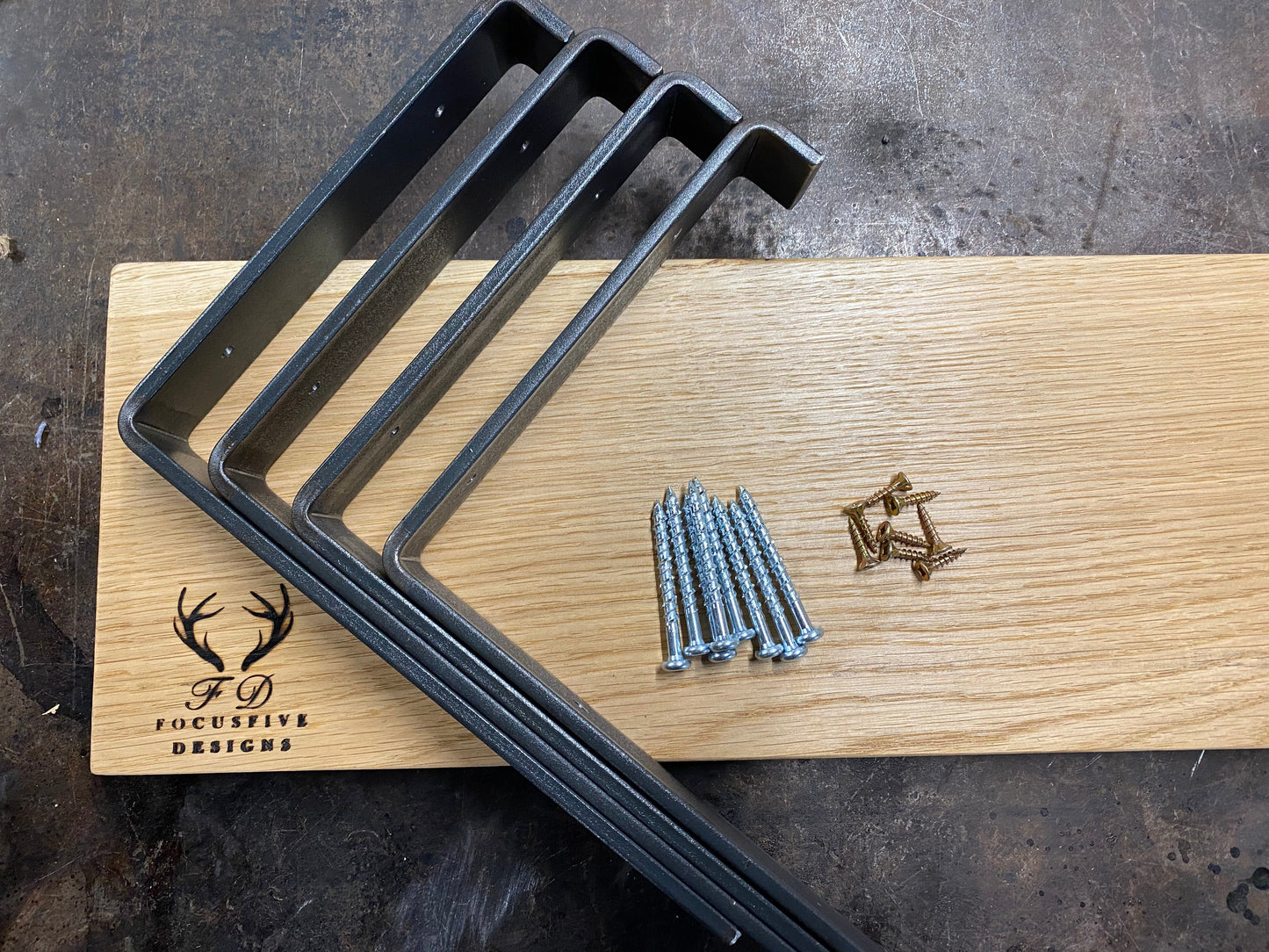 Rustic Character Oak Folded Bracket Shelves | 9 Inch Depth - FocusFive Designs