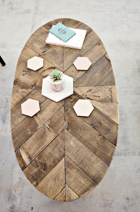 Ovale Reclaimed Wood Coffee Table - FocusFive Designs