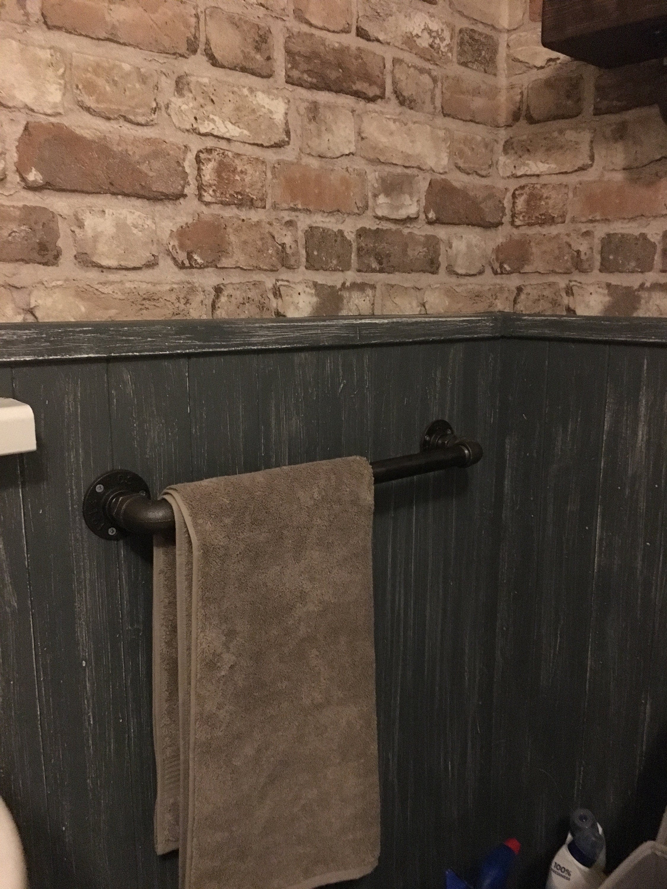 thumbnail image 2 of Industrial Black Steel Bathroom Accessory Set – Toilet Roll Holder, Towel Rail & Hook 2 of 6