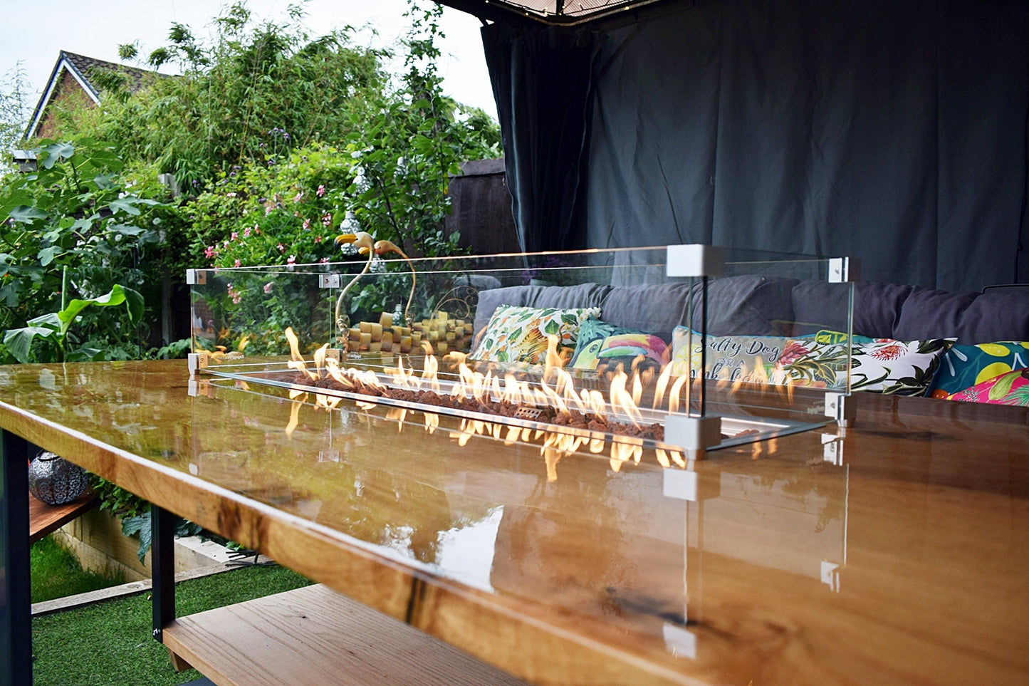 Fiamme Outdoor Industrial Oak Fire Pit Table - FocusFive Designs