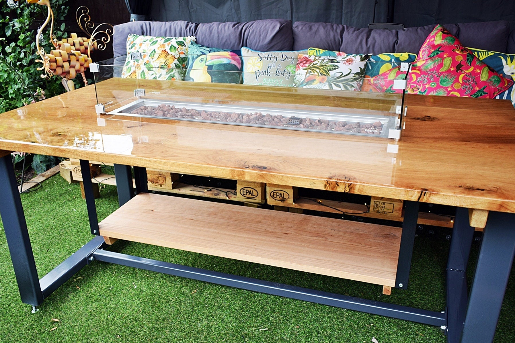 Fiamme Outdoor Industrial Oak Fire Pit Table - FocusFive Designs