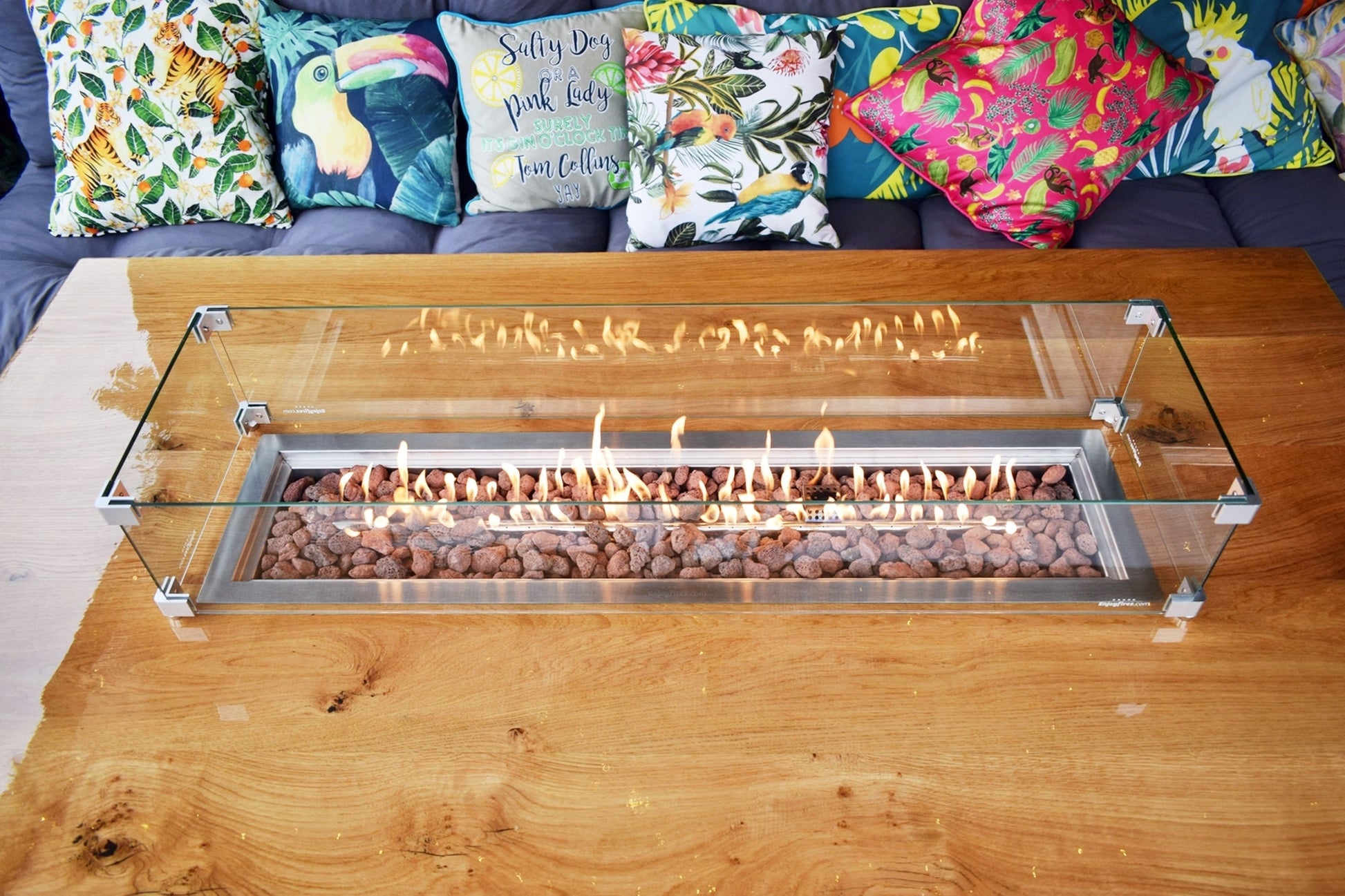 Fiamme Outdoor Industrial Oak Fire Pit Table - FocusFive Designs