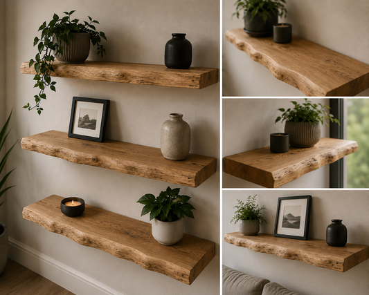 Classic Live Edge Oak Floating Shelves - 30mm