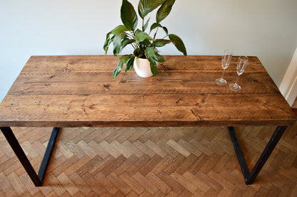 Prima Industrial Reclaimed Wood Dining Table